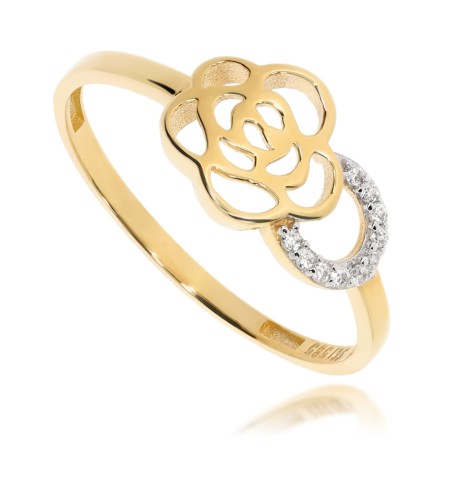 Złoty pierścionek z cyrkonią Próby 585