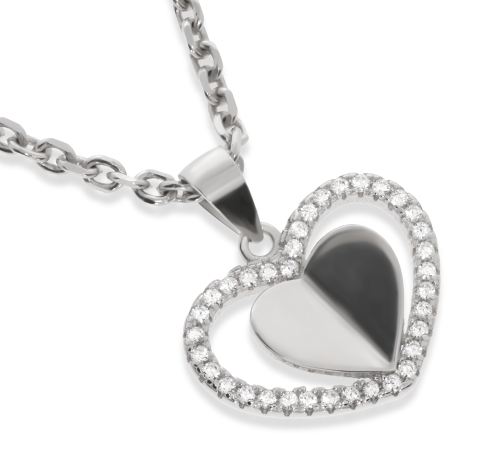 Srebrna zawieszka serce z cyrkoniami Próby 925