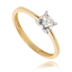 Złoty pierścionek zaręczynowy Próby 585 gr. 1.66