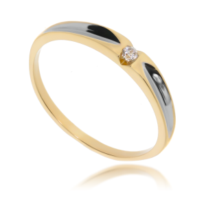 Złoty pierścionek zaręczynowy Próby 585 gr. 1.55