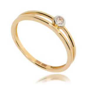 Złoty pierścionek z cyrkonią Próby 585 gr. 1.52