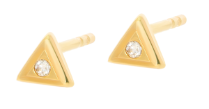 Złote kolczyki z diamentami próby 585 gr. 0.88