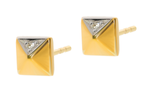 Złote kolczyki z diamentami próby 585 gr. 1.66