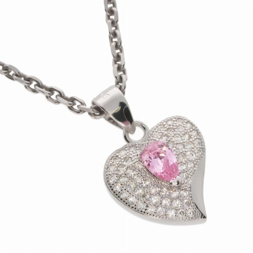 Srebrna zawieszka serce z cyrkoniami Próby 925