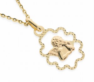 Złoty medalik z aniołkiem Próby 585 gr. 0.6