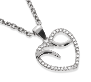 Srebrna zawieszka serce z cyrkoniami Próby 925 gr. 1.7