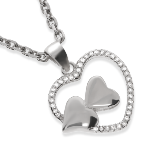 Srebrna zawieszka serce z cyrkoniami Próby 925