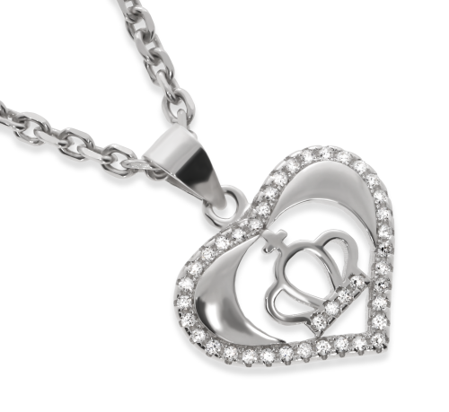 Srebrna zawieszka serce z cyrkoniami Próby 925