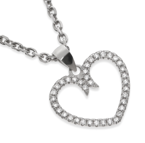 Srebrna zawieszka serce z cyrkoniami Próby 925